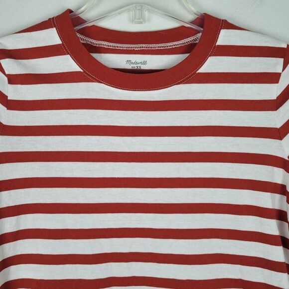 Madewell Size XS NEW Northside Vintage Tee in Sid Stripe Short Sleeve Red White - Picture 4 of 12